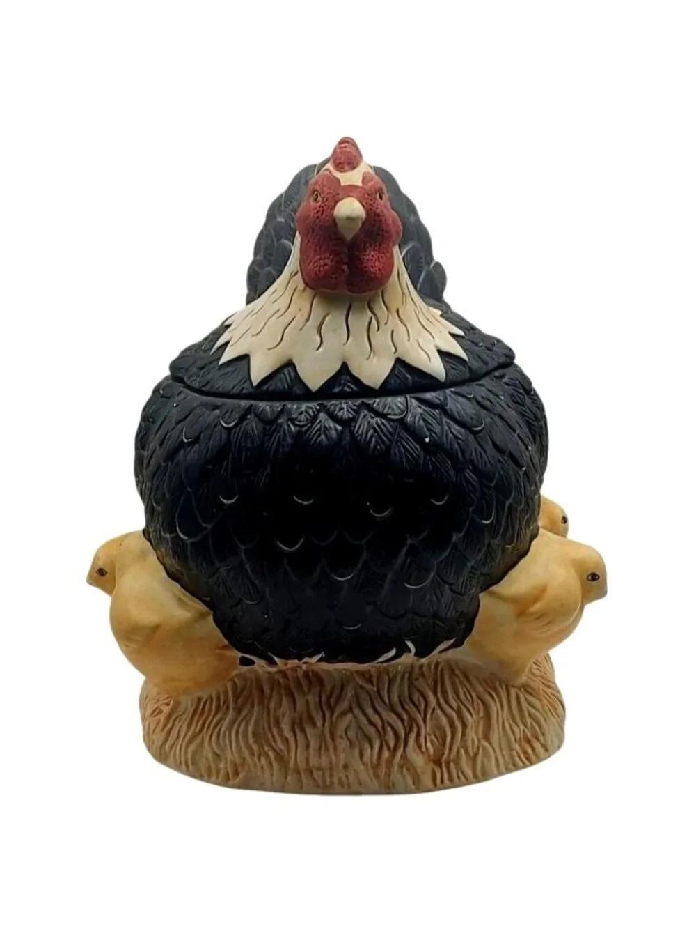 Sakura Warren Kimble Henny Penny Hand Painted Cookie Jar Hen On Nest W/ Chicks